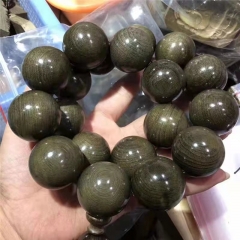 雅安小叶桢楠金丝楠木阴沉乌木绿料车挂手持文玩佛珠念珠手串3.0